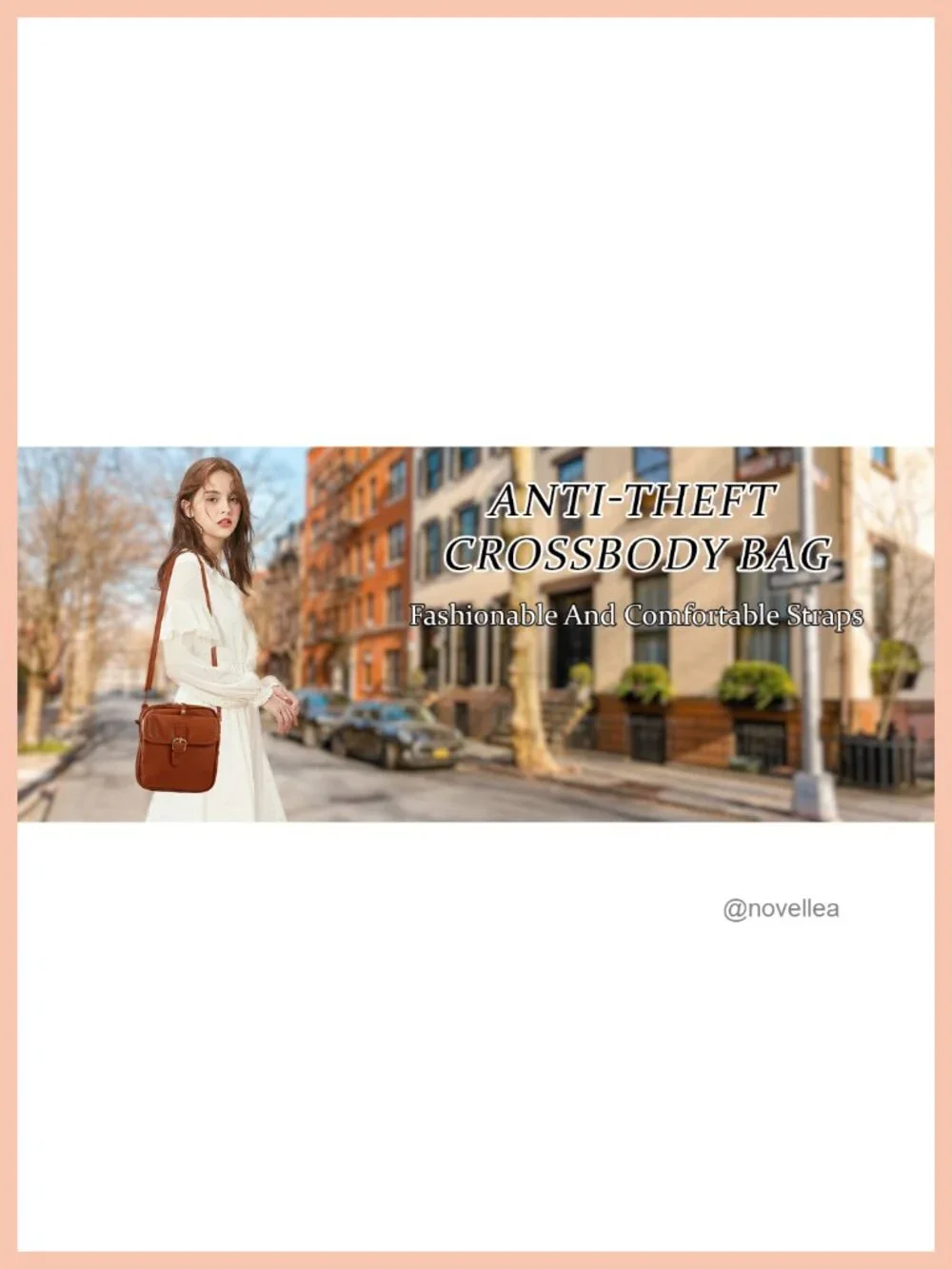 Leather Crossbody Bag for Women Anti-Theft Messenger with Card Slots Shoulder
